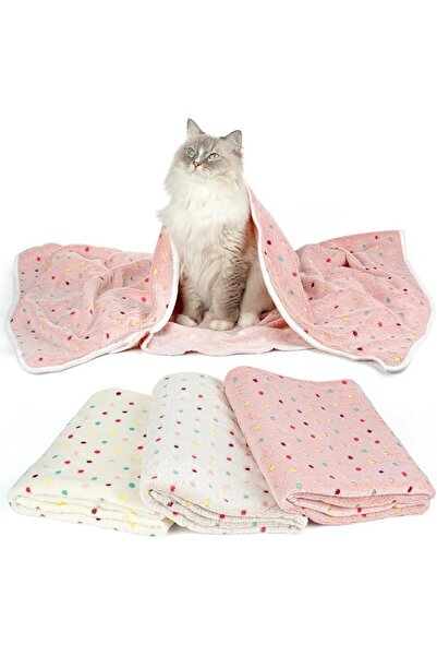 SAGREENY 3 Pack Dog Blankets,Soft Coral Fabric Pet Blanket Warm Sleep Mat Dot...