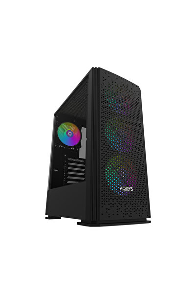OEM Carcasă PC Midi Tower Gaming Aerisită RGB Neagră 40x20x45 cm
