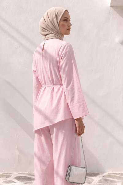 Salih Çelebi Costum asimetric din voal Y0161 - ROZ