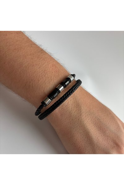Didoria Accessory سوار رجالي من الفولاذ الأسود - ماغنوس
