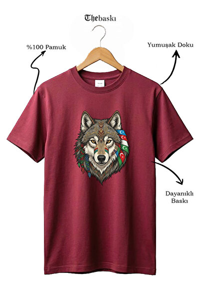 The Baski Wolf Figured Turkey Flag Gray Wolf Alpha Turkish Flag Printed 100% ...