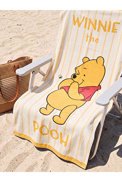 LC Waikiki Lcw Home Mixed Winnie the Pooh Printed Cotton Woven Beach Towel 70...