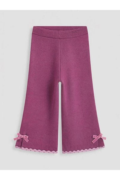 LC Waikiki Plum Bow Detailed Girls' Knitwear Set (W6)