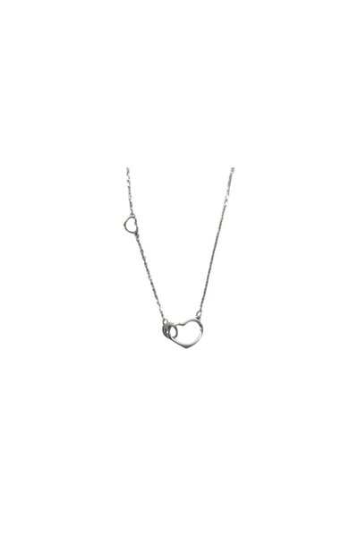 OEM Aσημένιο κολιέ με δυο καρδιές silver925.EC1207