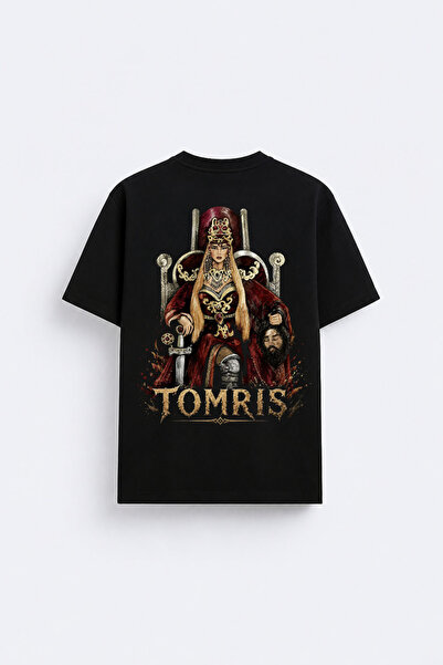 cesita Turkish Mythology Tomris Hatun Printed Crew Neck Black T-Shirt T-Shirt