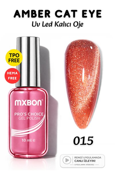 Mxbon Uv Led Kalıcı Oje 10 ml Hema & TPO Free Amber Cat Eye - 015