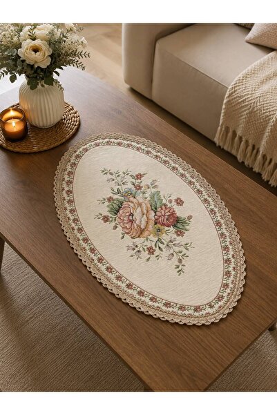 Yeshome Collection Vintage Bouquet Goblen 40X60 Narrow Oval Coffee Table Cover