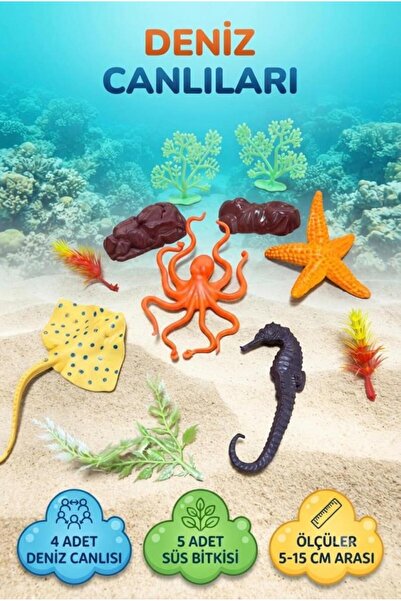Tıfıl Toys Deniz Dünyası Keşif Seti Renkli Akvaryum Figürleri Süs Bitkileri v...