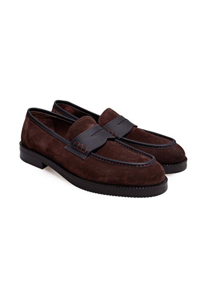 FRANCO CALVANI Brown Laceless Genuine Suede Leather Men's Shoes
