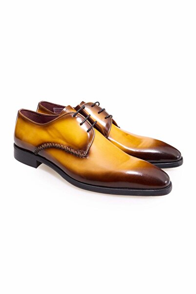FRANCO CALVANI Yellow Color Lace-Up Genuine Leather Men's Shoes