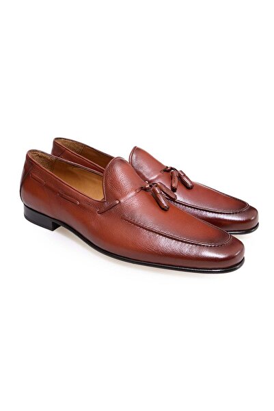 FRANCO CALVANI Tan Color Laceless Genuine Leather Men's Shoes