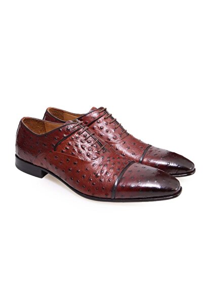 FRANCO CALVANI Tan Color Lace-Up Genuine Leather Men's Shoes