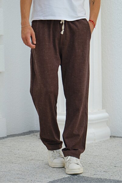 Shooter Sportswear Brown Men's Baggy Fit Sweatpants with Laces, Comfortable C...
