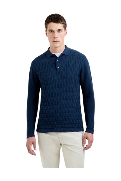 French Connection Men Box Knit Sweater With Collar