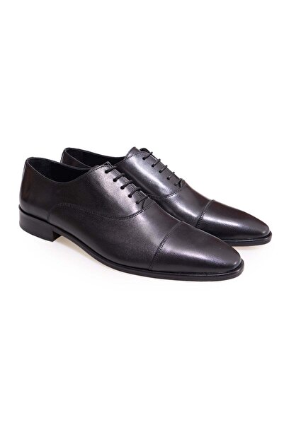 FRANCO CALVANI Black Color Lace-Up Genuine Leather Men's Shoes
