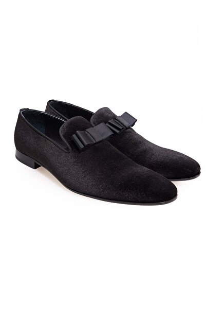 FRANCO CALVANI Black Color Laceless Genuine Leather Men's Shoes