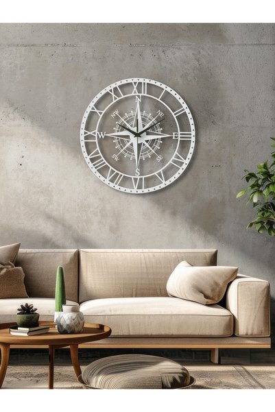 enovaart Pusula Temalı Metal Duvar Saati 70 x 70 cm