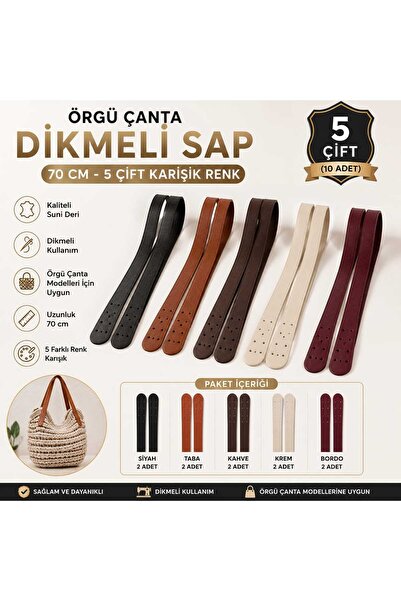 aurellen 5 Çift 70 cm Dikmeli Suni Deri Çanta Sapı – Örgü Çanta Sapı, Deri Ça...