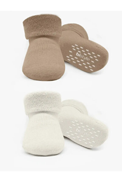 Bistyle Çorap Soket Havlu 2li Kaymaz Basic Boy Bej - Natural