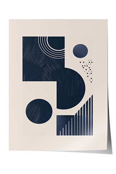 Zestia Poster Premium cu Model Geometric, Motiv Scări și Cerc în Albastru Mar...