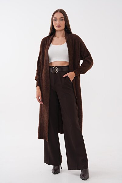 ŞİMAL Women's Bearded Knitwear Long Knitted Cardigan 265028