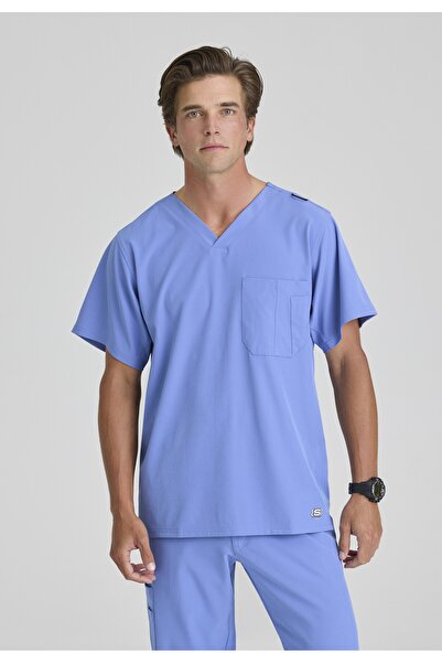 SKECHERS Sk0112 Structure Men's Scrubs Top - Imported, 4-Way Stretch, V-Neck,...