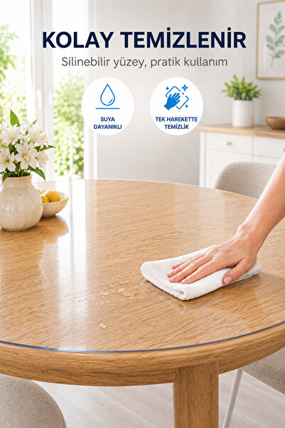 Soft Kare Yuvarlak Şeffaf Masa Koruyucu PVC – Çizilmelere Karşı Koruyucu, Silinebilir