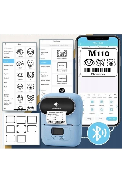 NO BRAND Phomemo M110 – mini-imprimantă termică pentru etichete autoadezive c...