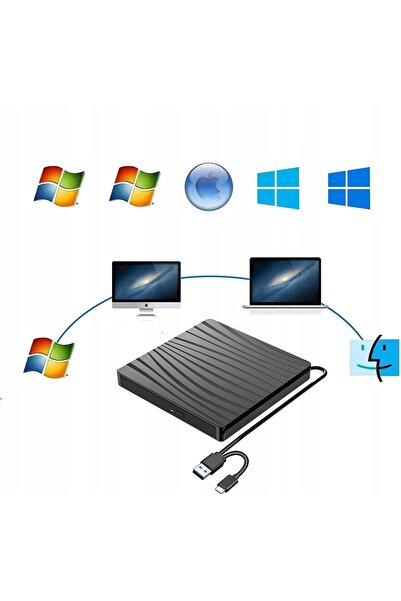 NO BRAND Unitate externă CD/DVD +/-RW USB cu funcție de înregistrare, compati...