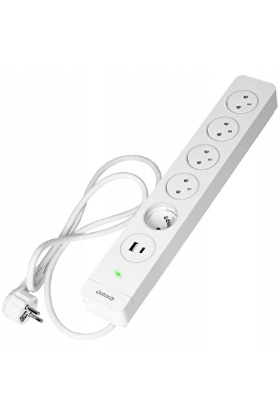 Orno Prelungitor anti-supratensiune 5x230V + 2x USB