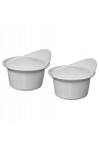IKEA FÄRGKLAR Vas termorezistent cu capac, Gri deschis mat, 0,2 l, 2 bucăți