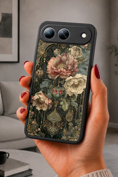 TECNO Spark 40 5G Uyumlu Peoni Desenli Kamera Korumalı Darbelere Dayanıklı Kılıf