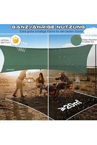 NO BRAND PRELATĂ DE CAMPING IMPERMEABILĂ 3,7X4,3 M CU ACCESORII, REZISTENTĂ L...