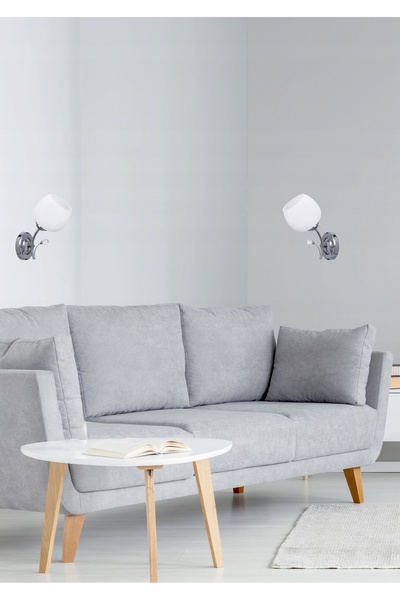 NO BRAND Candellux Estar kinkiet crom abajur din sticlă albă 1xE27
