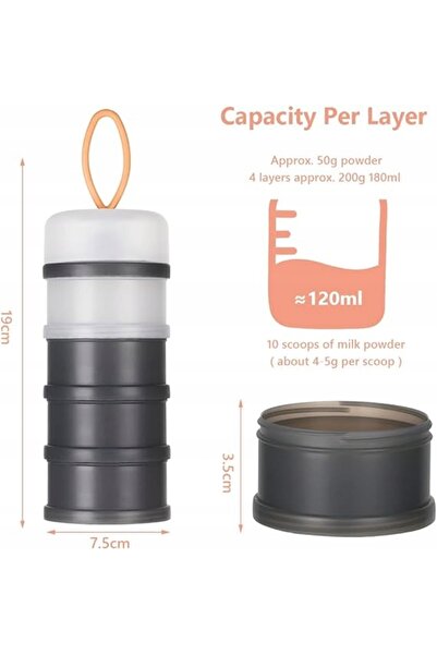 NO BRAND Dozator de lapte praf cu 4 straturi, recipient portabil pentru copii