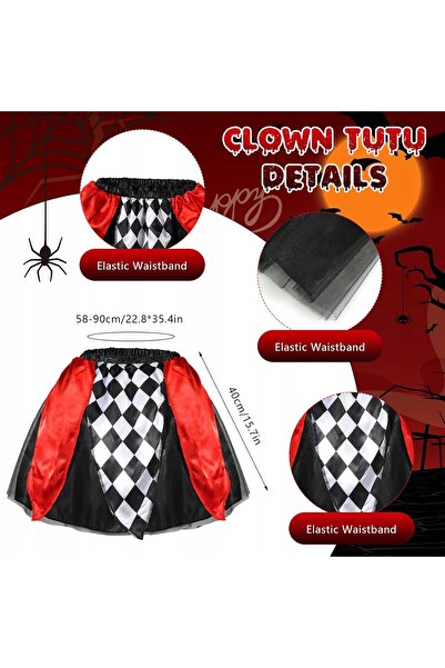 Party Time Costum de clovn pentru femei, 5 piese: bentiță, mănuși, șosete, fu...