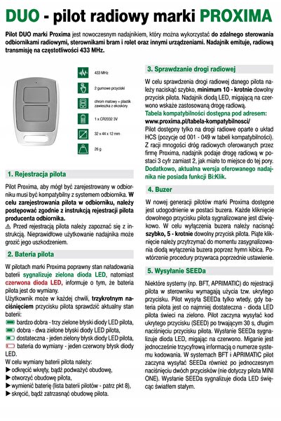PROXIMA SBK NC - pentru POARTĂ GLISANTĂ 230V + 2x telecomandă DUO 433,92 MHz