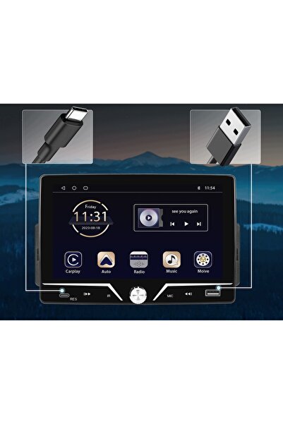 NO BRAND Radio auto 1 DIN USB Android Auto CarPlay Mirror Link Cameră marșarier