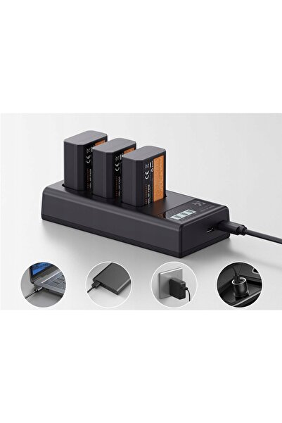 NO BRAND Încărcător 3 canale Canon LP-E6NH R5 R6 5D 6D 7D USB-C K&F Concept
