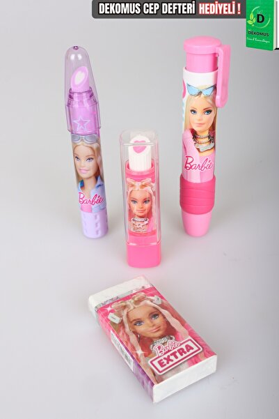 Barbie Set de 4 gumă de șters cu licență Dekomus, gumă de șters pentru ruj, g...