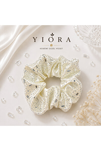 yiora Special Series Stone Detailed Shimmering First Quality Satin Fabric Pas...
