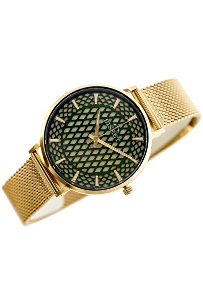 BİSSET Ceas de damă elvețian BSBF32, cadran verde-auriu, luminos, 32mm
