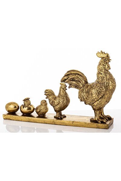 NO BRAND Statuetă de aur în formă de ou, pui, găină și cocoș – Decorațiune de...