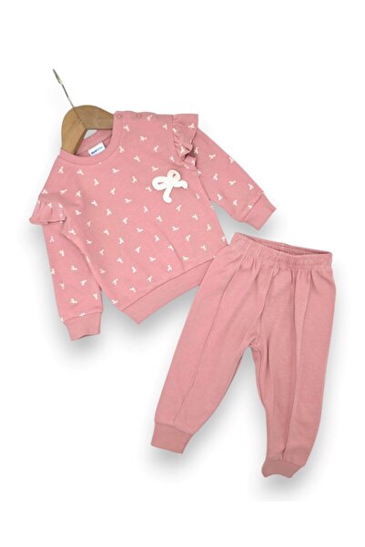 voyyo kids baby Baby Girl Bow Detailed Seasonal 2-Piece 100% Cotton 6-9-12-18...