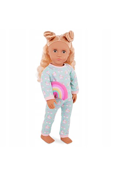 NO BRAND Our Generation: Păpușa GILLIAN 46cm - cu păr creț și pijamale 31562