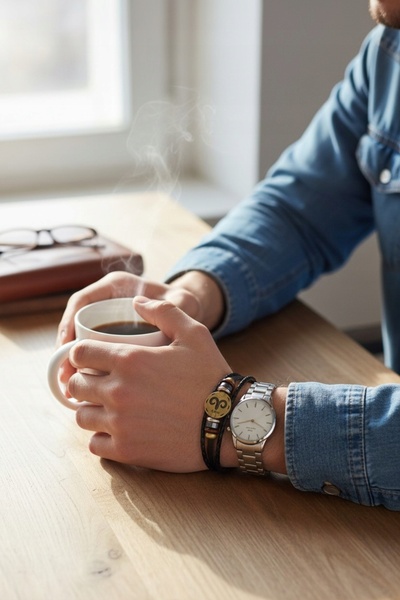NO BRAND Brățară bărbătească din piele, semn zodiacal Berbec, 22,5cm