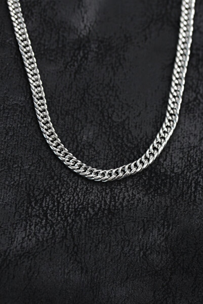 SORA GROUP 316L Steel Silver Color Curb Model Chain Men's Necklace