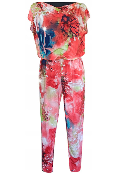 NO BRAND Salopetă de damă cu pantaloni, mânecă scurtă, roșu, S 36, MODEL:1236