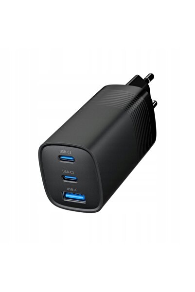 NO BRAND Încărcător PowerDelivery 1xA 2xC GaN 65 W, negru
