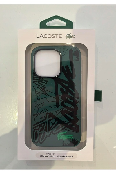 Apple Lacoste LCHCP15LGRAK iPhone 15 Pro 6.1 " husă neagră din silicon cu gra...